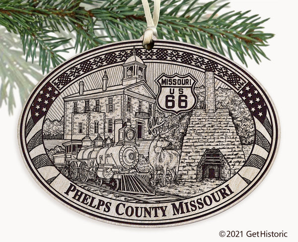 Phelps County Missouri Engraved Ornament