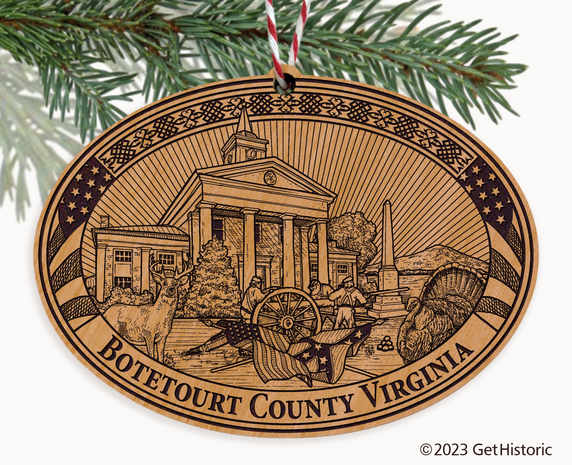 Botetourt County Virginia Engraved Natural Ornament