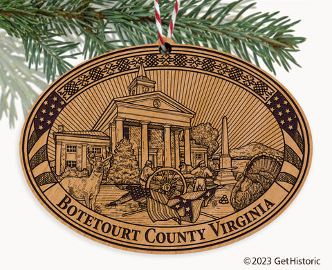 Botetourt County Virginia Engraved Natural Ornament