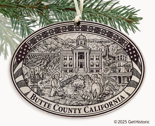 Butte County California Engraved Ornament