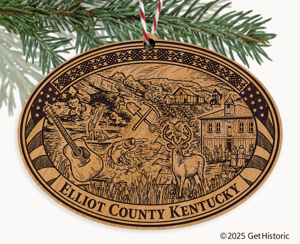Elliot County Kentucky Engraved Natural Ornament
