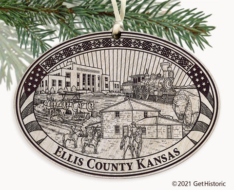 Ellis County Kansas Engraved Ornament