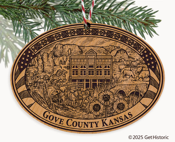 Gove County Kansas Engraved Natural Ornament