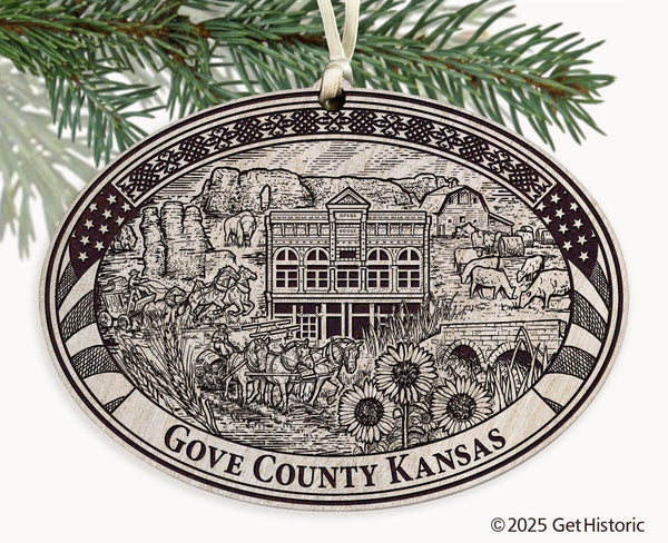 Gove County Kansas Engraved Ornament