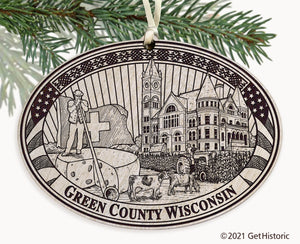 Green County Wisconsin Engraved Ornament