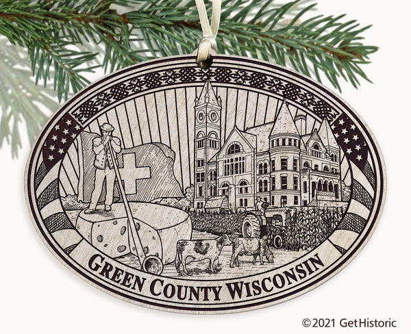 Green County Wisconsin Engraved Ornament