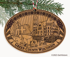 Green County Wisconsin Engraved Natural Ornament