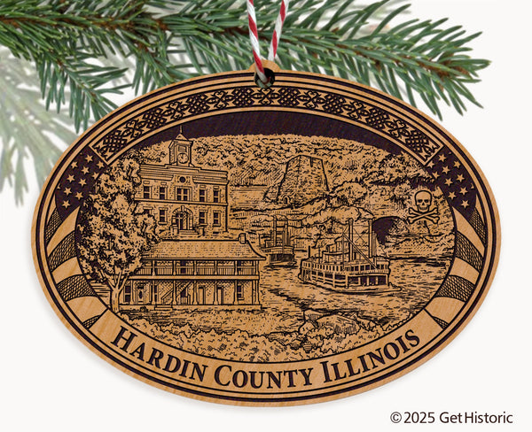 Hardin County Illinois Engraved Natural Ornament
