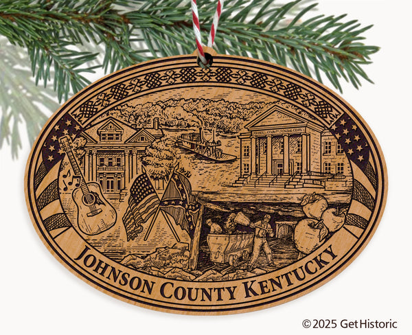 Johnson County Kentucky Engraved Natural Ornament