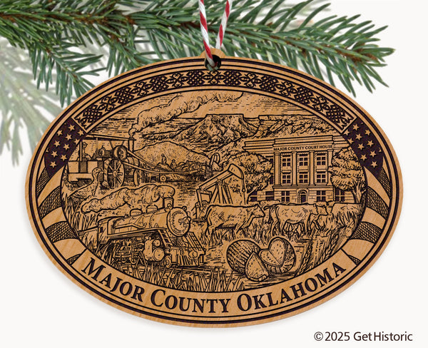 Major County Oklahoma Engraved Natural Ornament