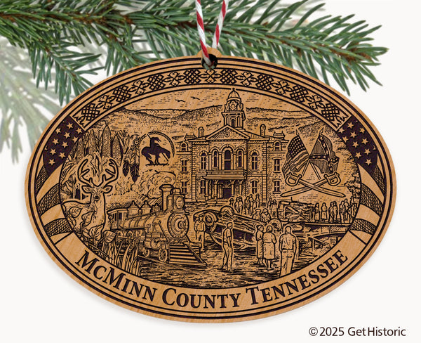 McMinn County Tennessee Engraved Natural Ornament