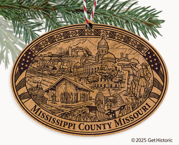 Mississippi County Missouri Engraved Natural Ornament
