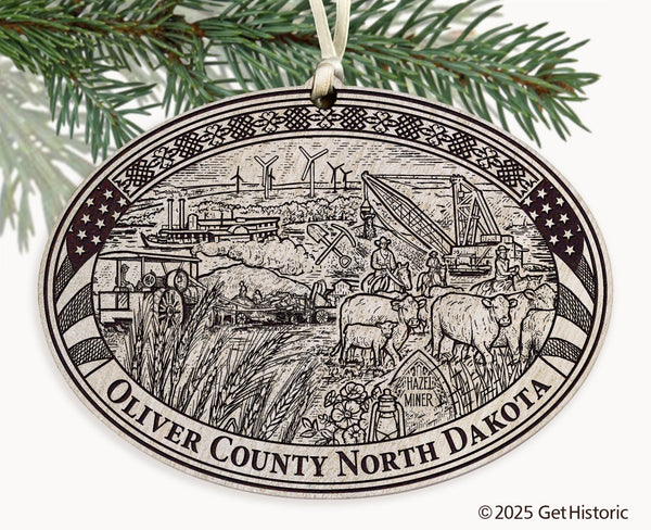 Oliver County North Dakota Engraved Ornament