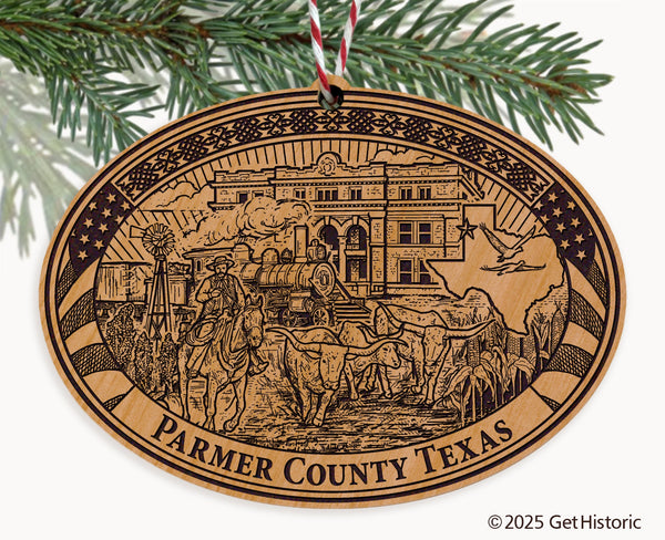 Parmer County Texas Engraved Natural Ornament