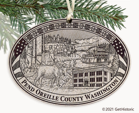Pend Oreille County Washington Engraved Ornament