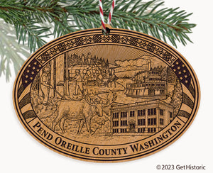 Pend Oreille County Washington Engraved Natural Ornament