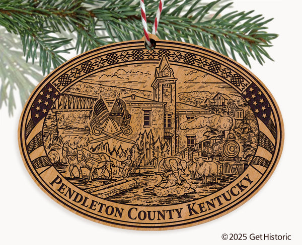 Pendleton County Kentucky Engraved Natural Ornament