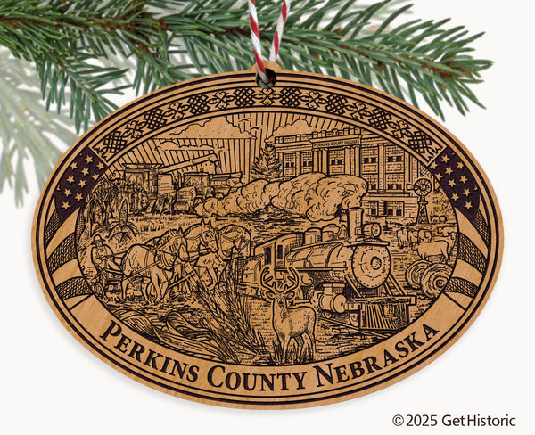 Perkins County Nebraska Engraved Natural Ornament