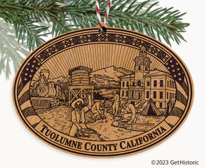 Tuolumne County California Engraved Natural Ornament