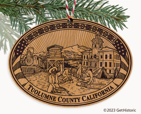 Tuolumne County California Engraved Natural Ornament