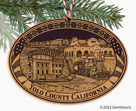 Yolo County California Engraved Natural Ornament