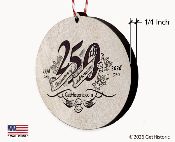 Declaration of Independence Whitewash Wood Engraved Ornament