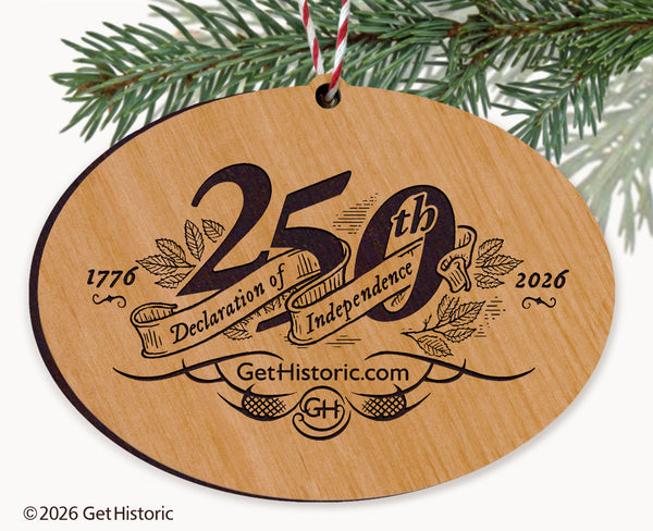 Declaration of Independence Natural Wood Engraved Ornament