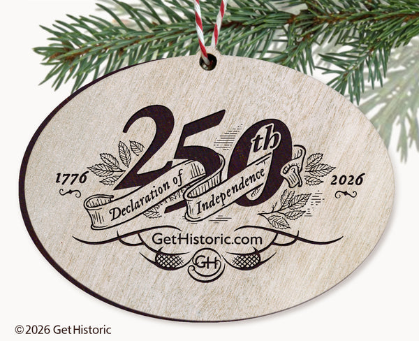 Declaration of Independence Whitewash Wood Engraved Ornament