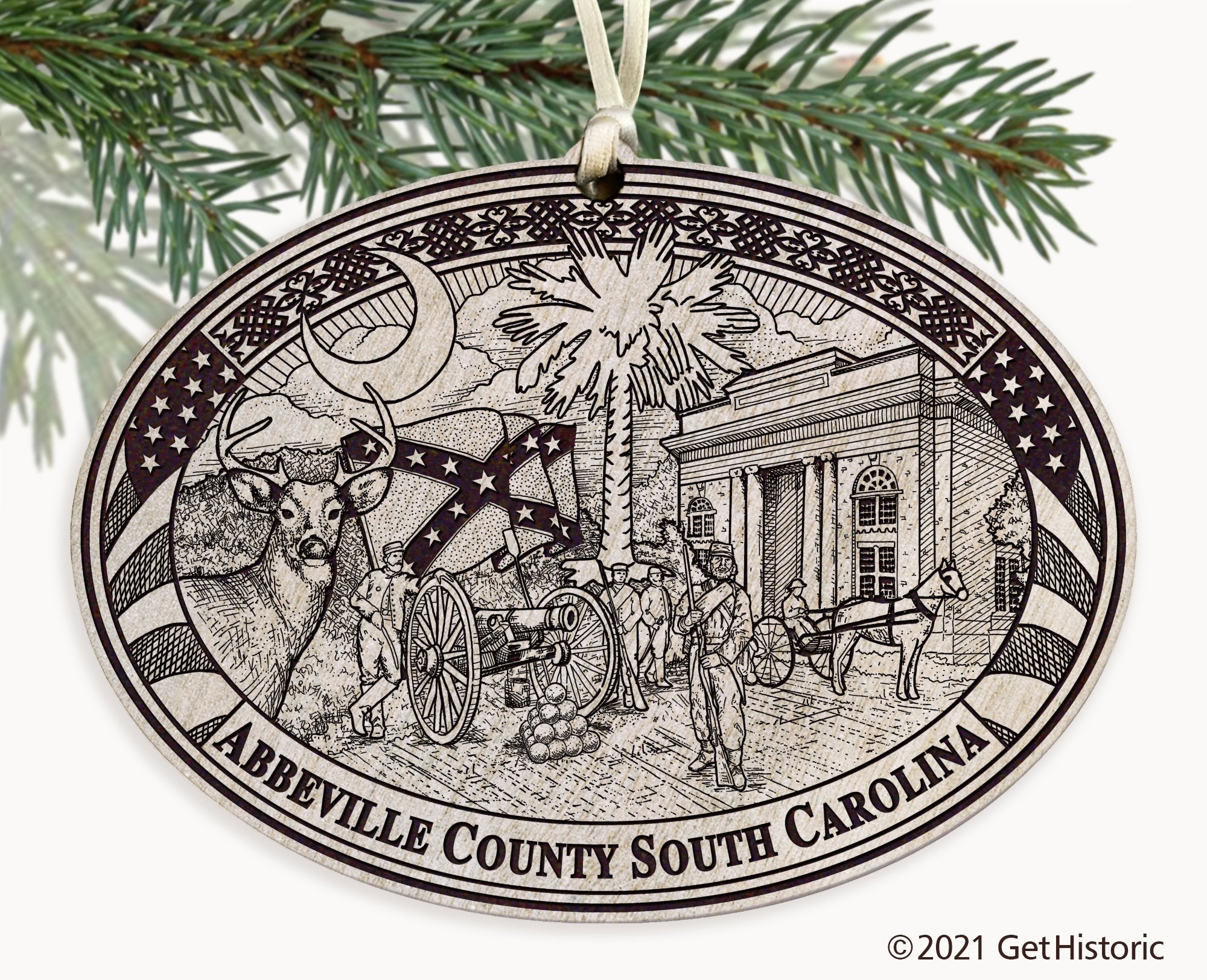 Abbeville County South Carolina Engraved Ornament