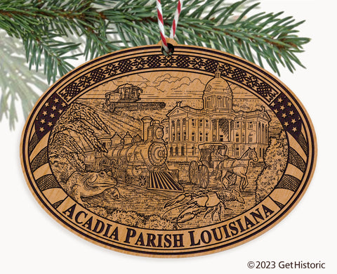 Acadia Parish Louisiana Engraved Natural Ornament