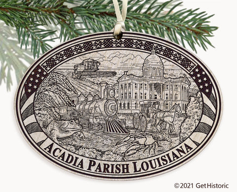 Acadia Parish Louisiana Engraved Ornament