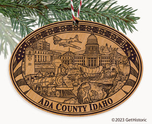 Ada County Idaho Engraved Natural Ornament