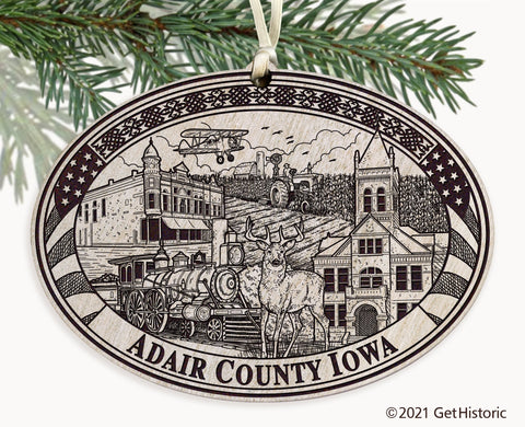 Adair County Iowa Engraved Ornament