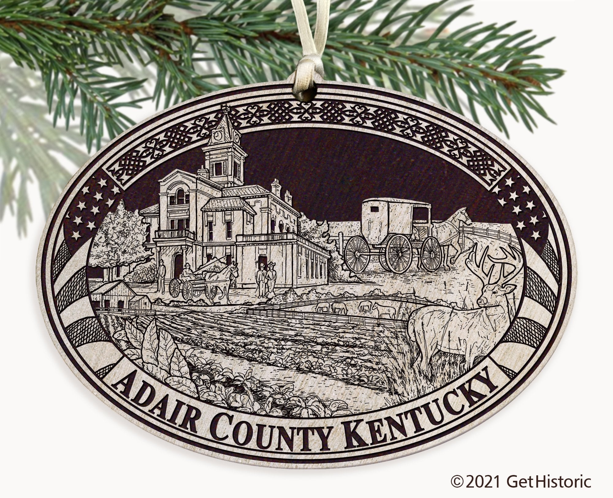 Adair County Kentucky Engraved Ornament