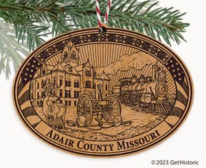 Adair County Missouri Engraved Natural Ornament