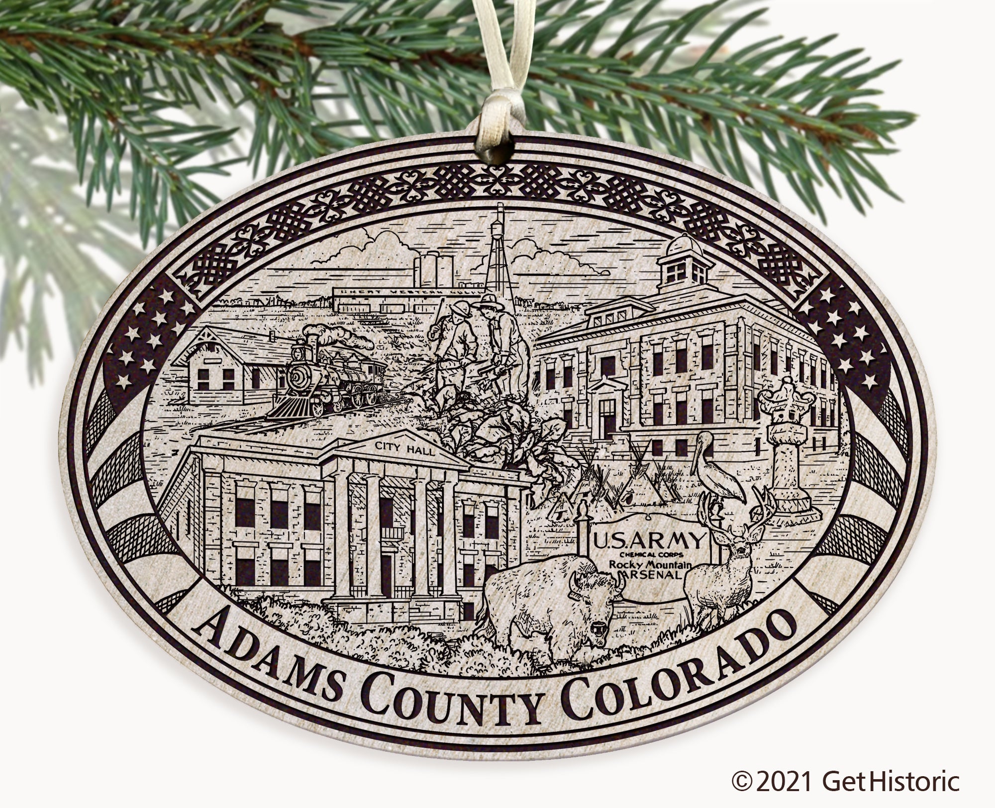 Adams County Colorado Engraved Ornament