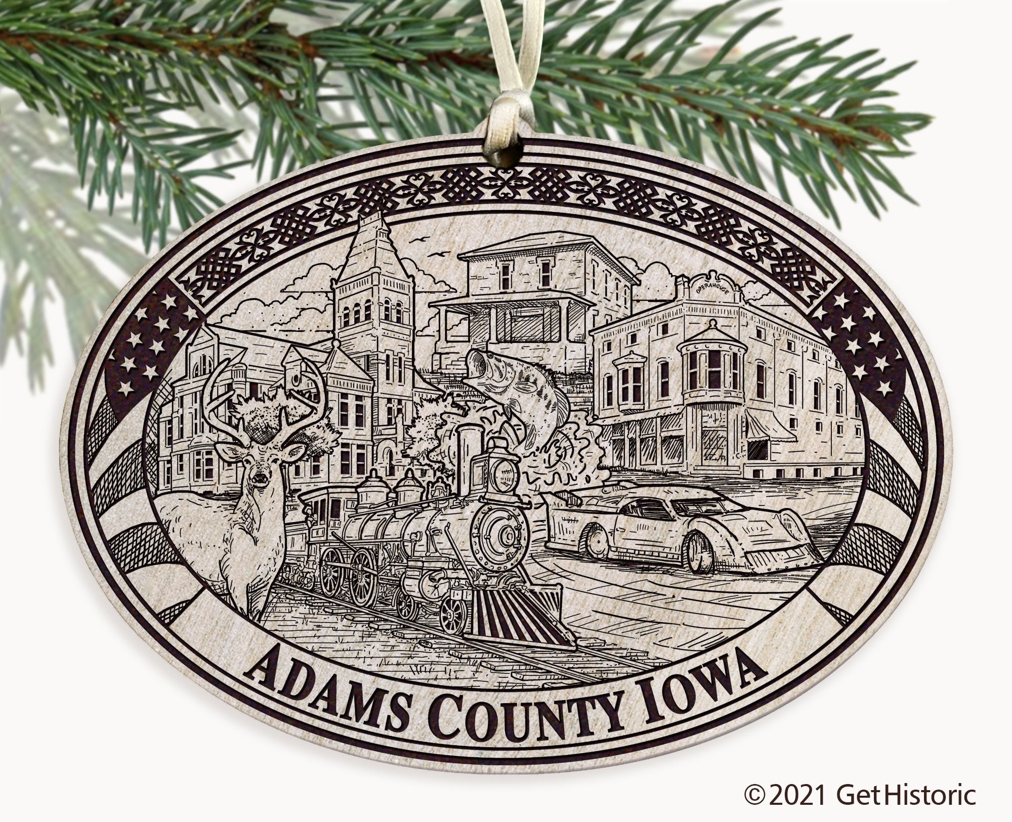 Adams County Iowa Engraved Ornament
