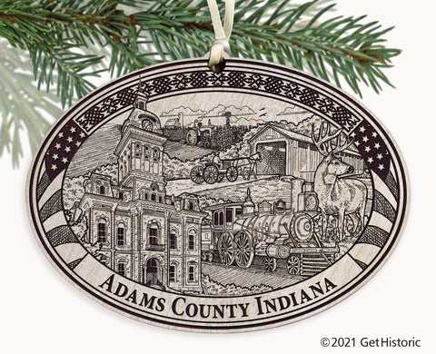 Adams County Indiana Engraved Ornament