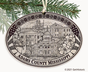 Adams County Mississippi Engraved Ornament