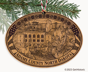 Adams County North Dakota Engraved Natural Ornament