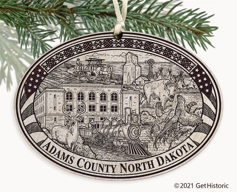 Adams County North Dakota Engraved Ornament