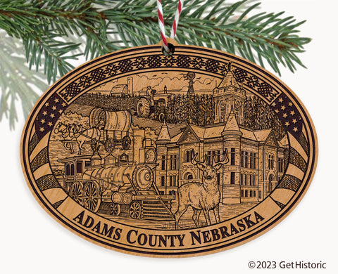Adams County Nebraska Engraved Natural Ornament