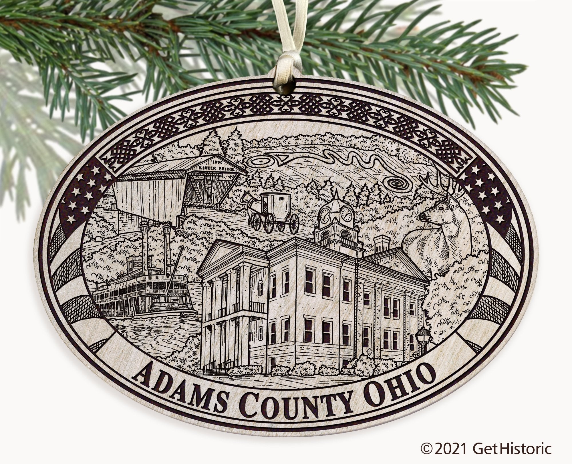 Adams County Ohio Engraved Ornament
