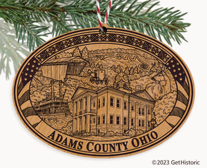 Adams County Ohio Engraved Natural Ornament