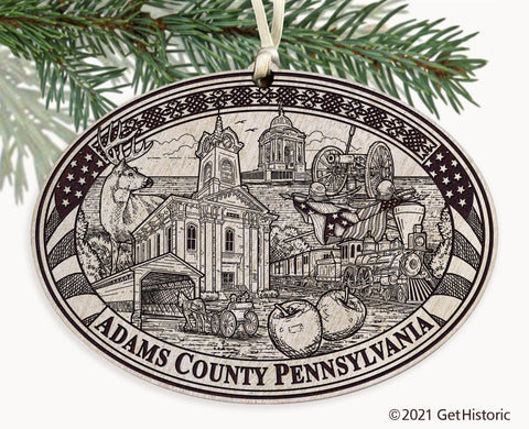 Adams County Pennsylvania Engraved Ornament