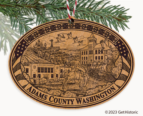 Adams County Washington Engraved Natural Ornament