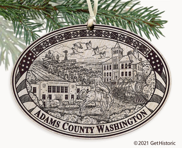 Adams County Washington Engraved Ornament