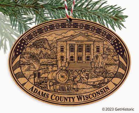 Adams County Wisconsin Engraved Natural Ornament