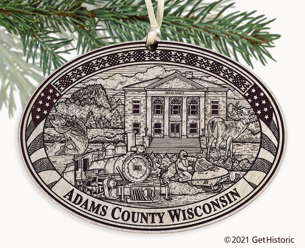 Adams County Wisconsin Engraved Ornament