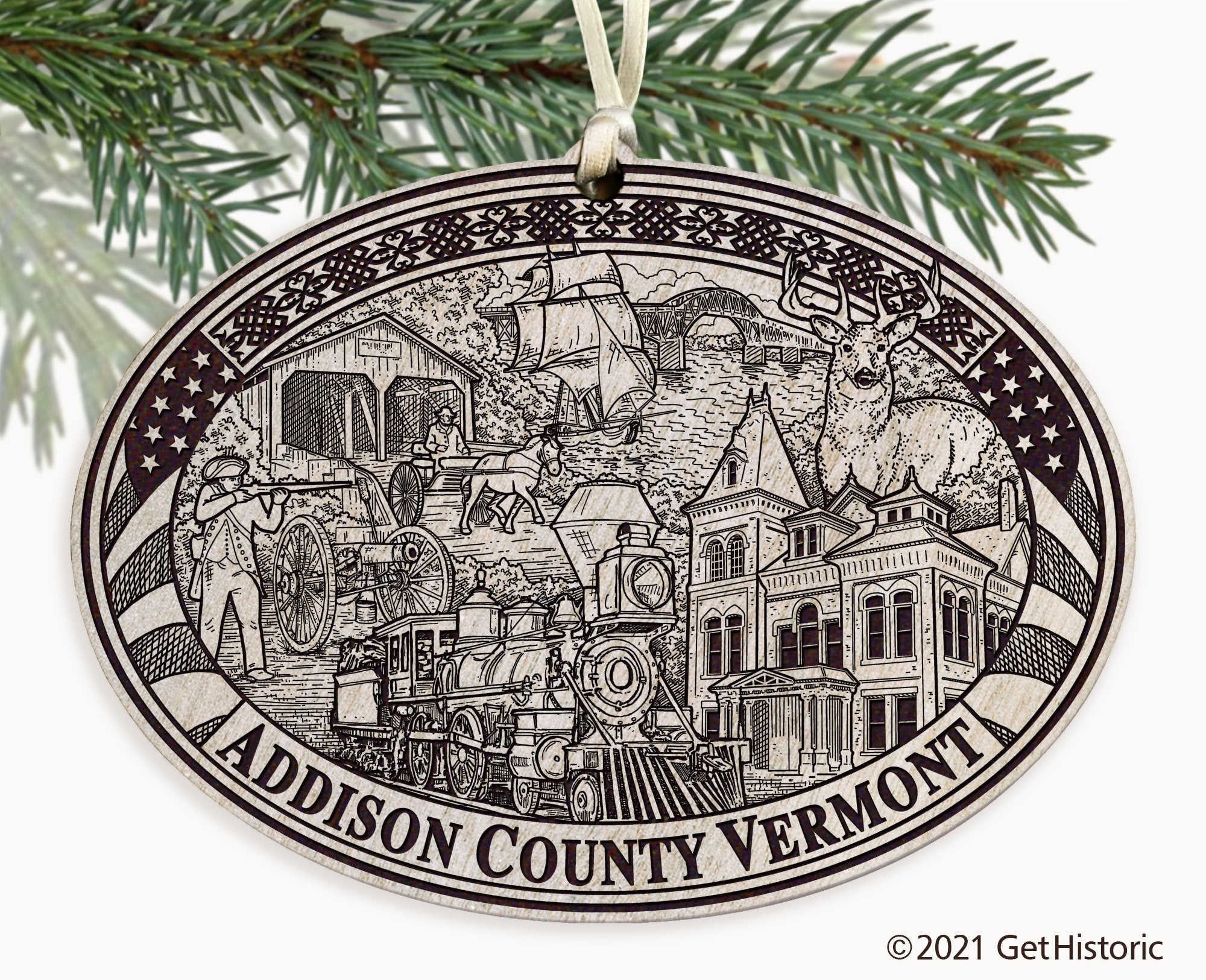 Addison County Vermont Engraved Ornament